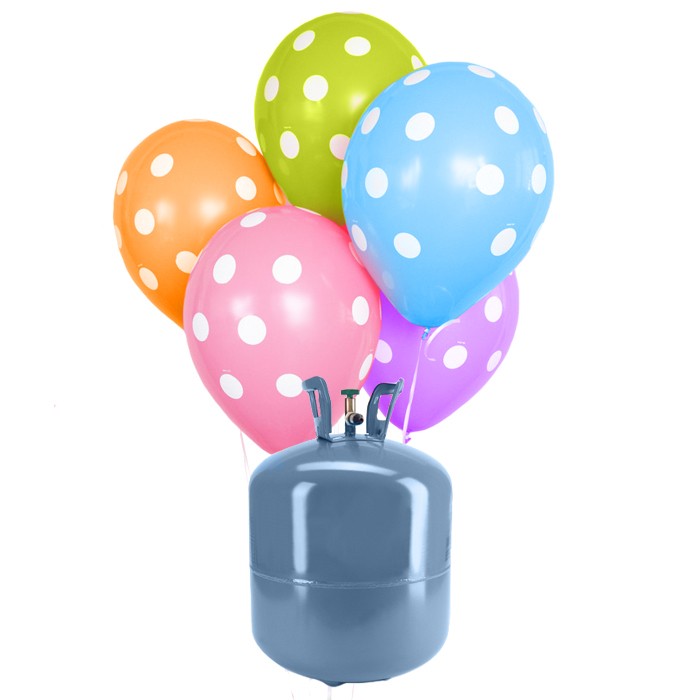 Bouteille Hélium Mini avec 30 Ballons à Pois
